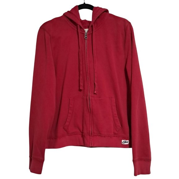 Aero Aeropostale Womens Hoodie Jacket Red Zip Up Size XXL Ragged Seam - Picture 1 of 10